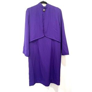 Vtg Henry Lee Marilyn‎ Monroe 1 Pc. Dress Purple Button Long Sleeve Formal 12